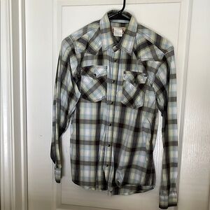 Wrangler Black and Gray pearl snap Shirt Classic Western Style